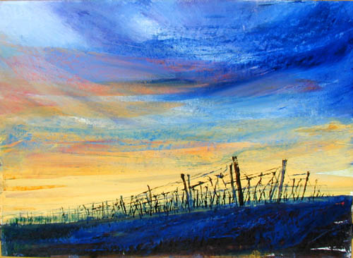Abendsonne im Weingarten – Öl · 50 × 35 cm · 2002