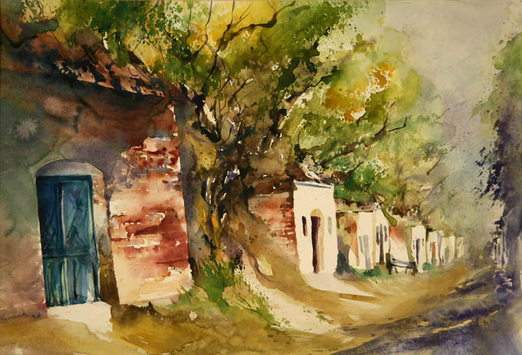 Radyweg in Poysdorf – Aquarell · 37 × 57 cm · 2007