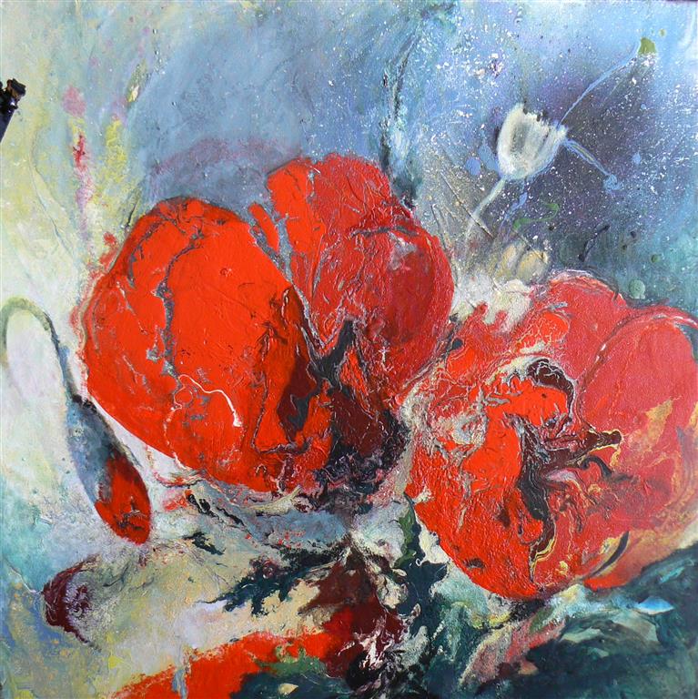 Roter Mohn – Acryl · 70 × 70 cm · 2014