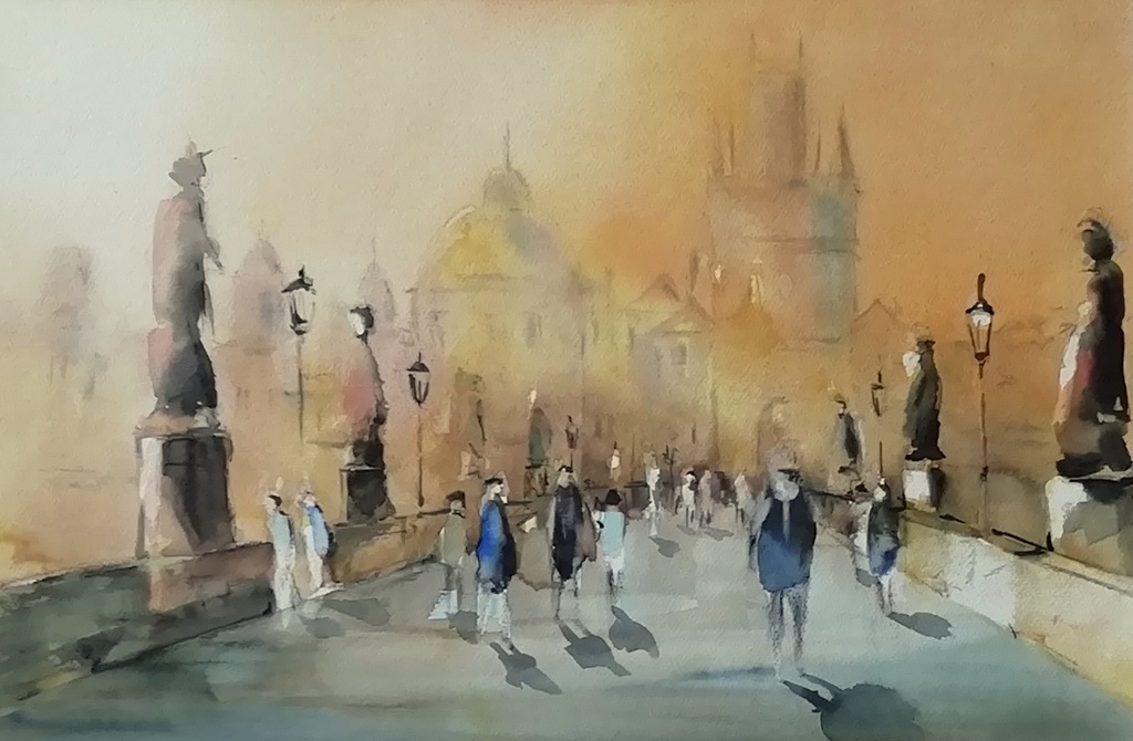 Karlsbrücke – Aquarell · 38 × 50 cm · 2020