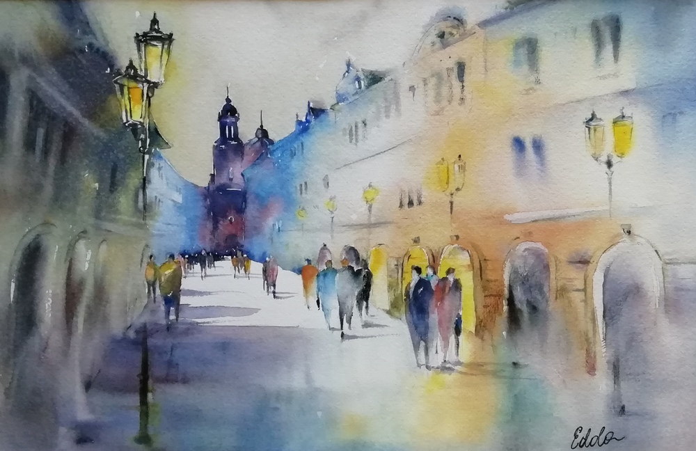 Prag Innenstadt – Aquarell · 50 × 70 cm · 2021
