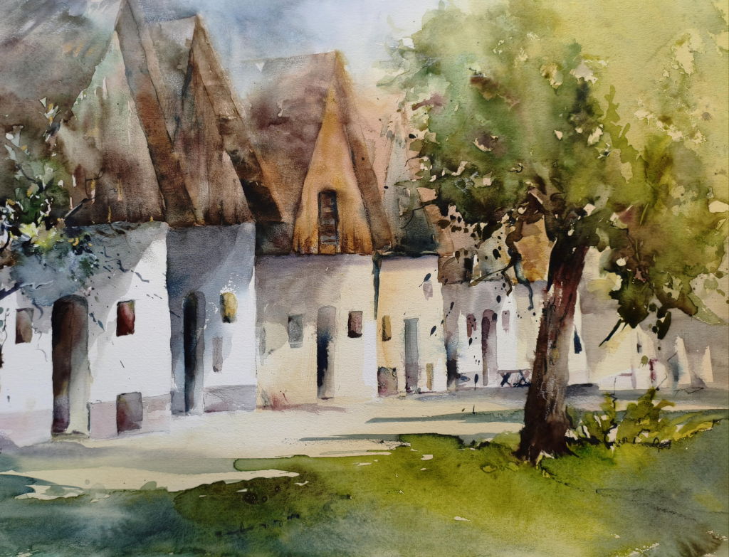 Kellergasse – Aquarell · 60 × 80 cm · 2025