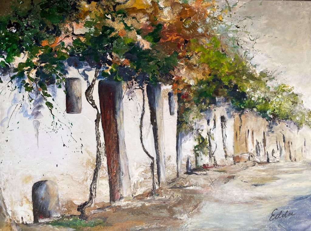 Poysdorf Kellergasse – Acryl · 60 × 80 cm · 2025